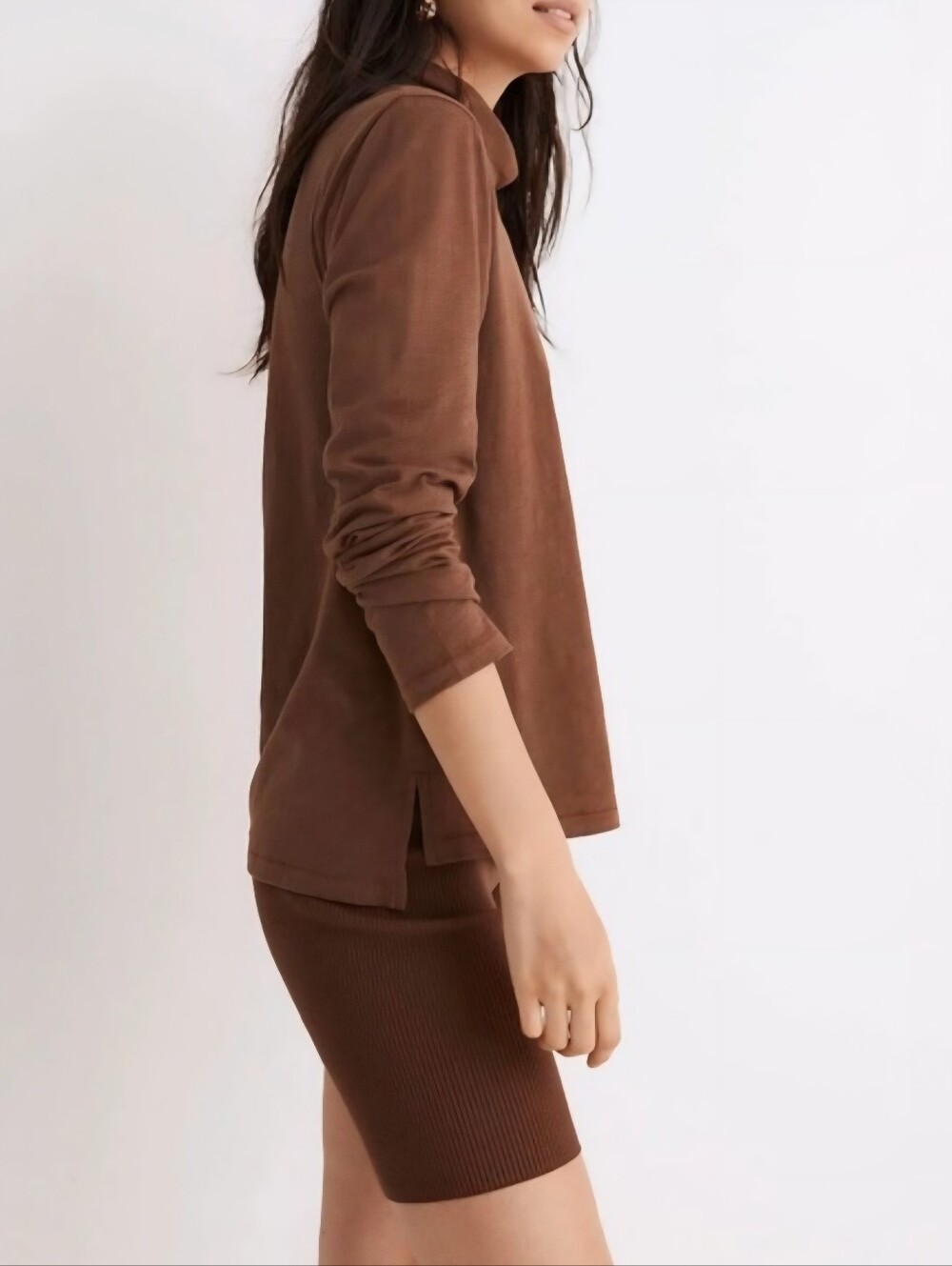 Madewell Whisper Cotton Turtleneck Tee in Forage Women's Small S 100% Cotton EUC - Picture 2 of 7
